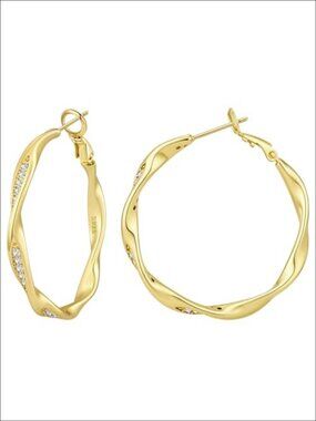 Sterling Silver Post Hoops Earrings for Women Twisted Hoop Earrings